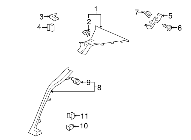 Windshield Pillar Trim Clip 4A0-867-276 - View 7