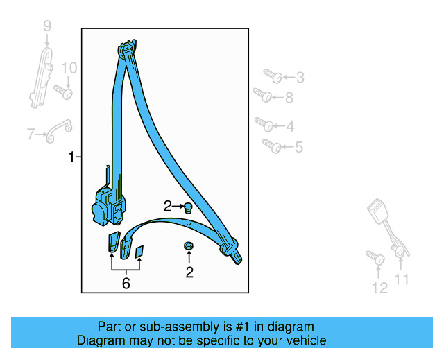 Seat Belt Assembly 7P0-857-706-F-HCP - View 4