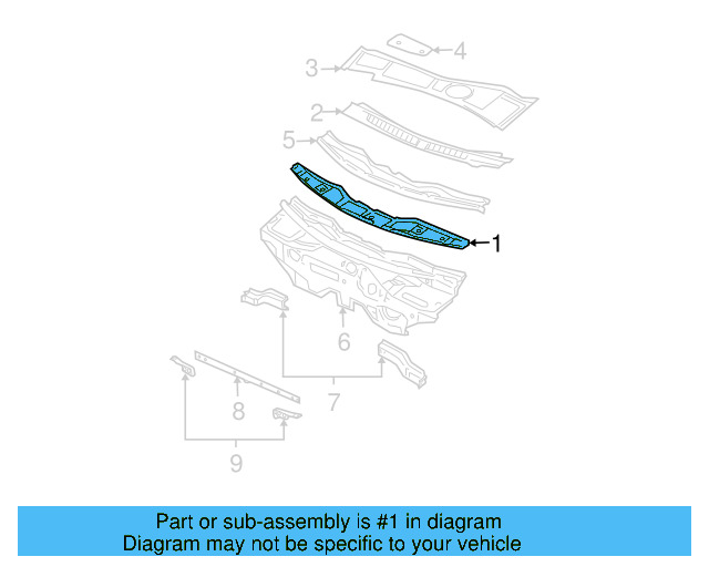 Cowl Grille 3B0-805-321-B - View 5