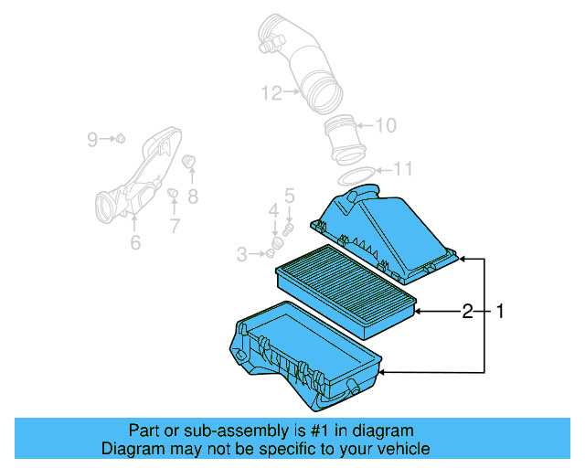 Air Cleaner Assembly 1J0-129-607-AH - View 7