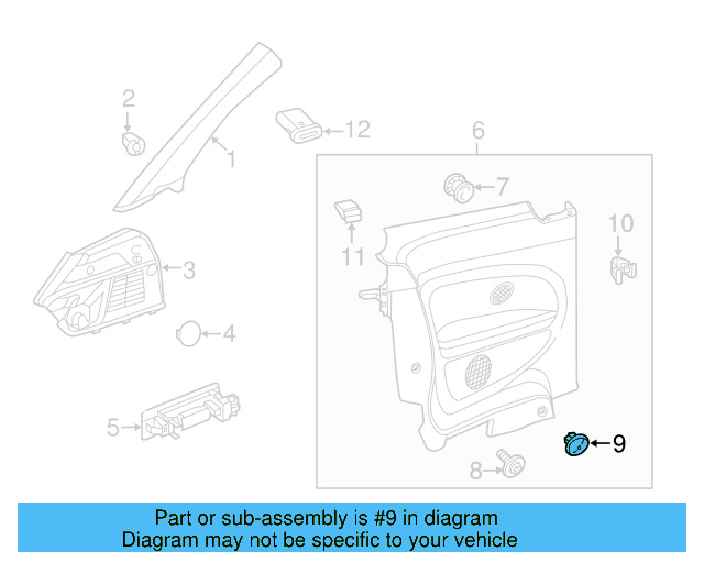 Lower Center Pillar Trim Clamp 1C0-867-388 - View 72