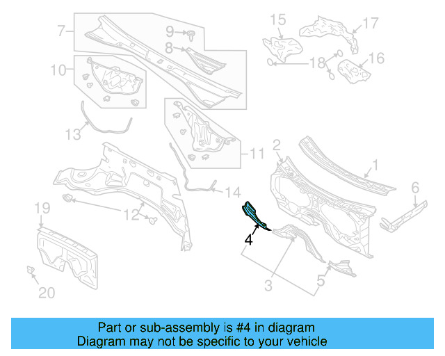 Cowl Reinforcement 7L0-805-274-A - View 3