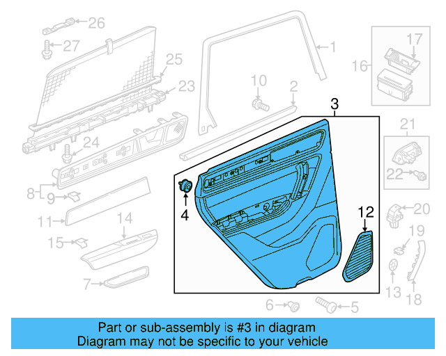 Door Trim Panel 7P6-867-215-AF-Y0W - View 3