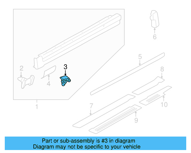 Rocker Molding Clip 3B0-853-576 - View 11