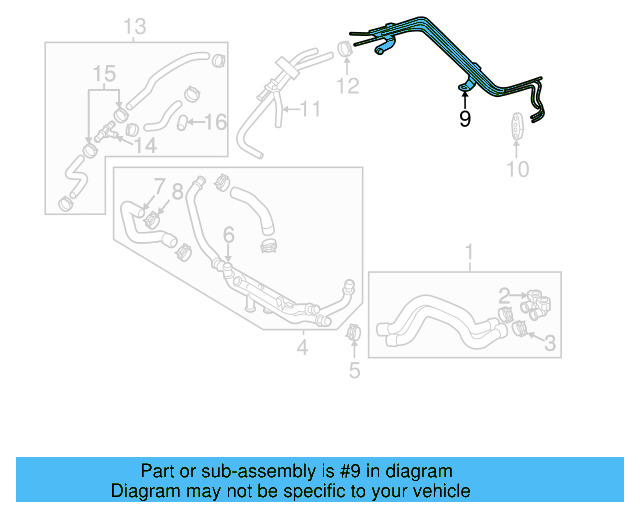 Water Hose 5C0-121-063-B - View 7