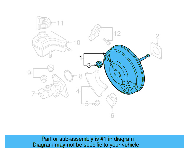 Brake Booster 3C1-614-106-M - View 3