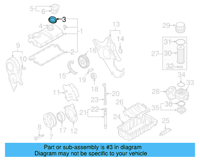 Engine Valve Cover Washer Seal 038-133-287-C - View 2