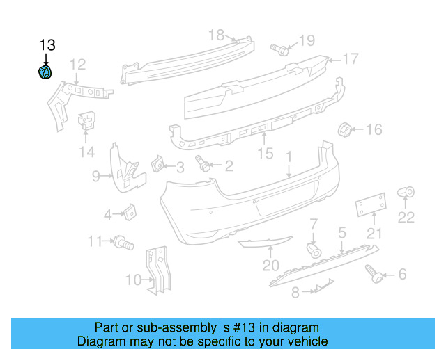 Bumper Cover Support Rail Nut N-910-189-01 - View 70