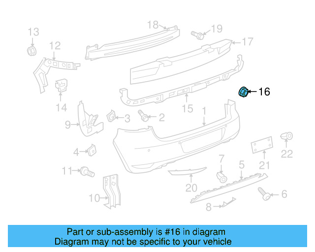 Bumper Cover Support Rail Nut N-910-189-01 - View 68