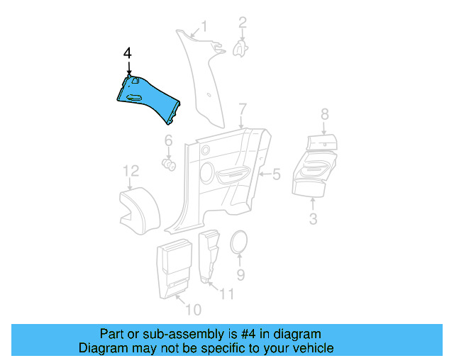 Quarter Pillar Trim 1C0-867-287-H-6N6 - View 7