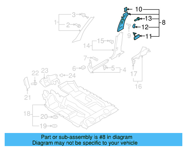 Upper Center Pillar Trim 5N0-867-244-C-82V