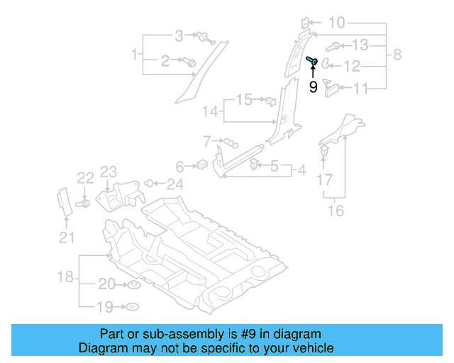 Upper Center Pillar Trim Screw N-104-882-05 - View 23