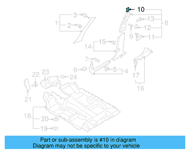 Upper Center Pillar Trim Retainer Nut 1K0-880-288-A - View 45
