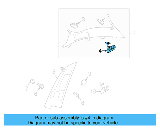 Upper Center Pillar Trim Trim Plate 1T0-853-437-B-Y20 - View 4