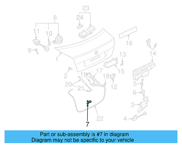 Deck Lid Striker 1J5-827-507-A - View 7
