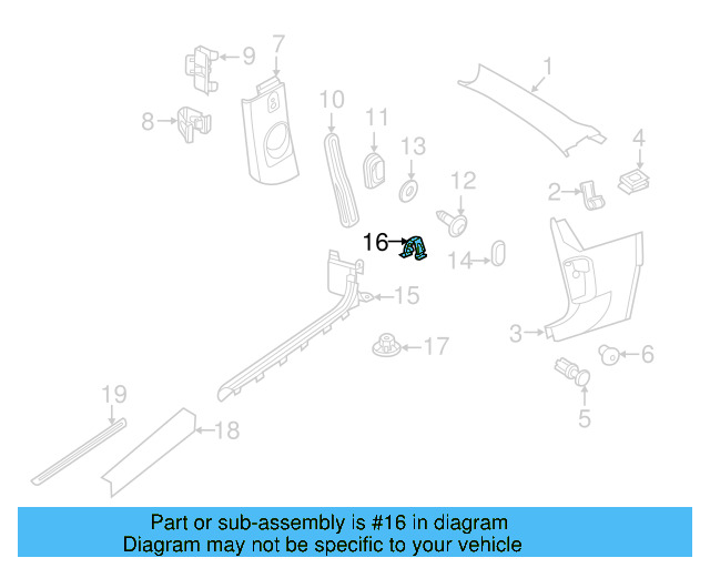 Lower Center Pillar Trim Clamp 1C0-867-388 - View 50