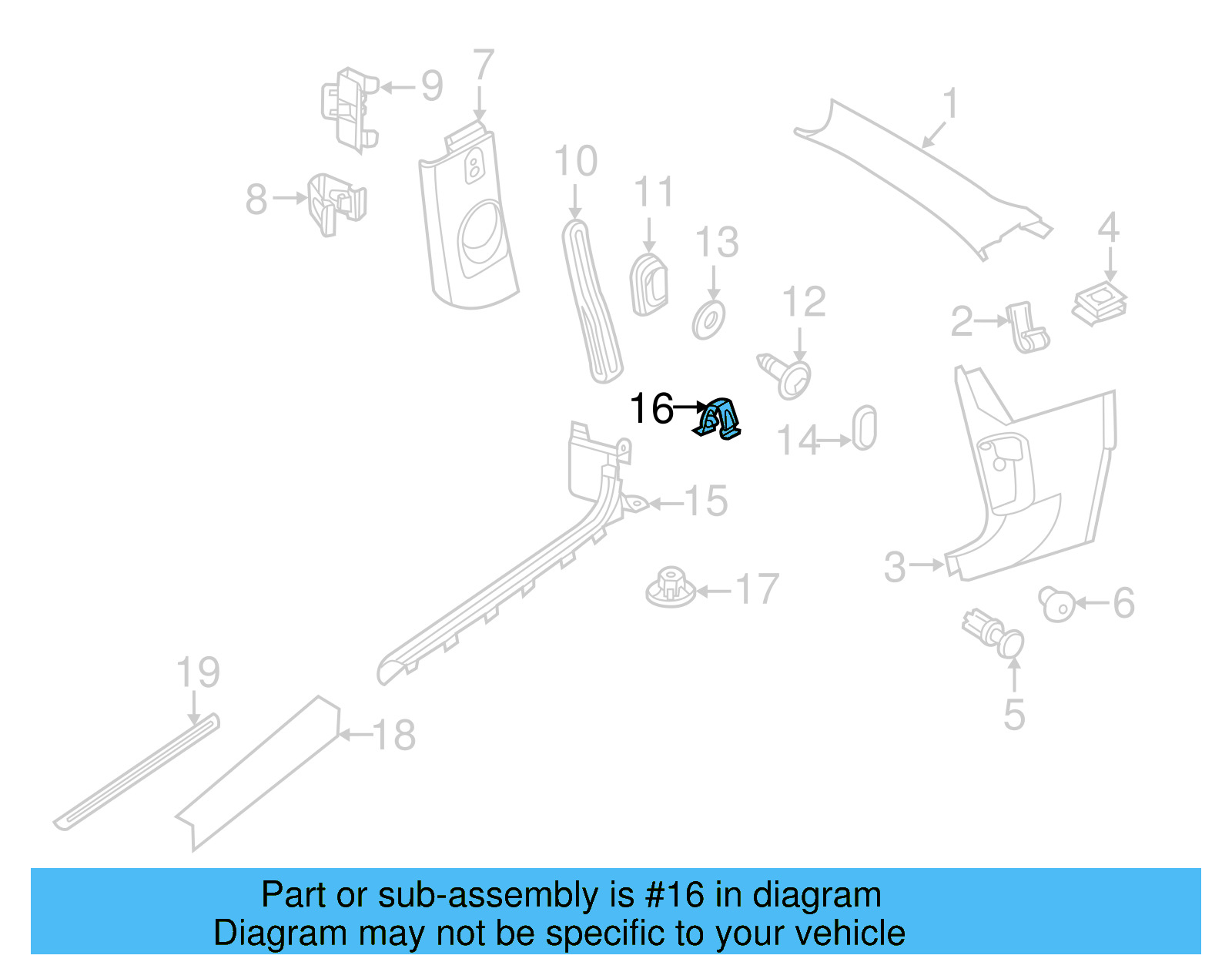 Lower Center Pillar Trim Clamp 1C0-867-388 - View 15