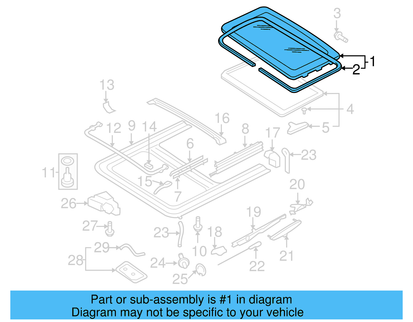 Sunroof Glass 1C0-877-071-B - View 3