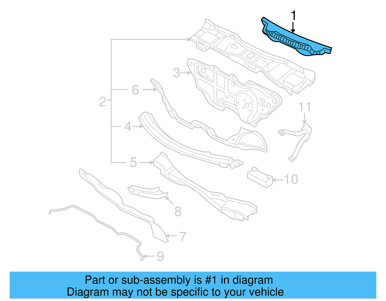 Cowl Grille 1C1-845-523-D-B41 - View 8