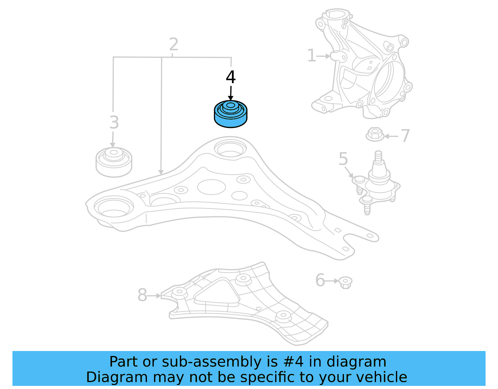 Control Arm Rear Bushing 1EA-407-183-D - View 3