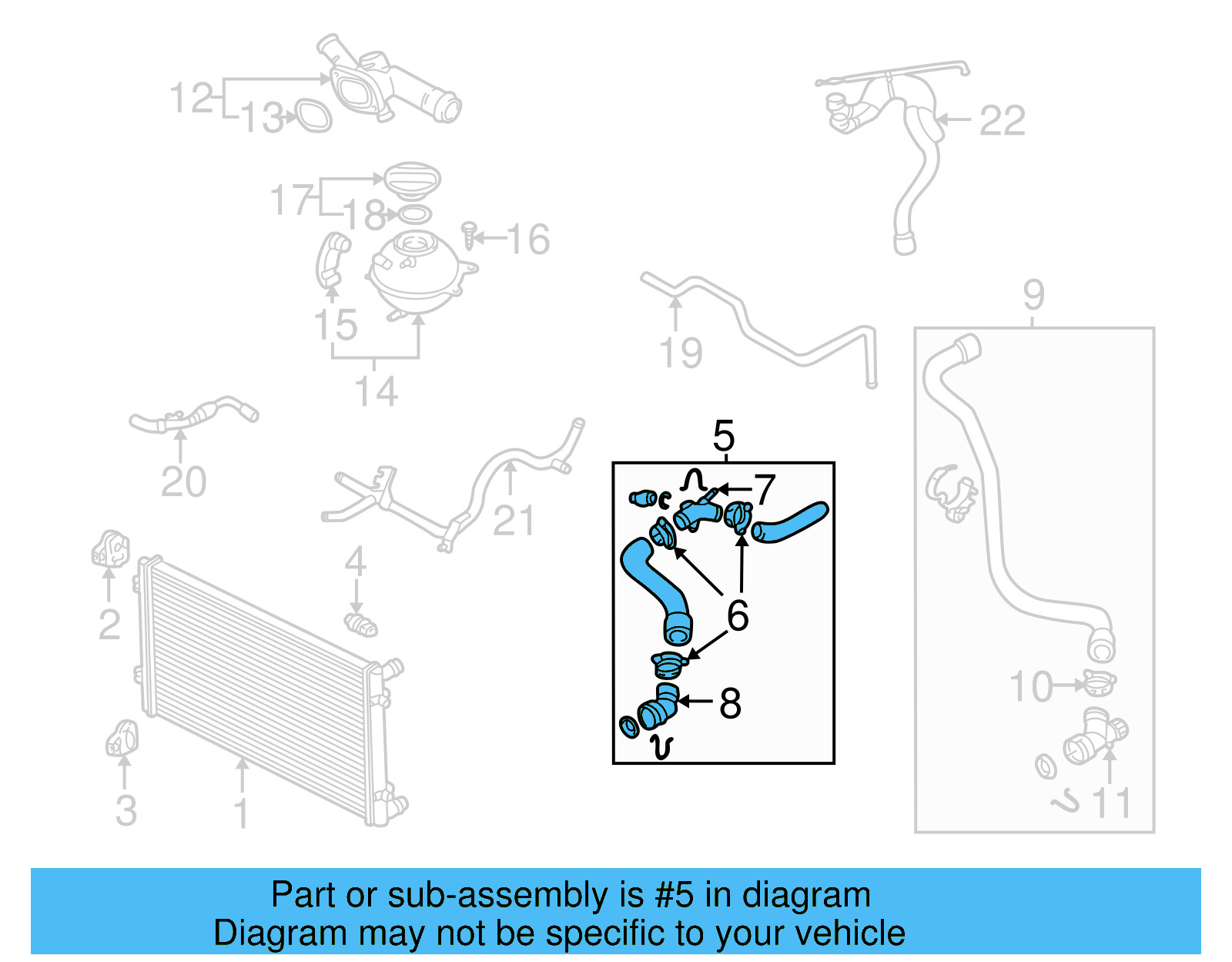 Upper Hose 1J0-122-101-BL - View 5