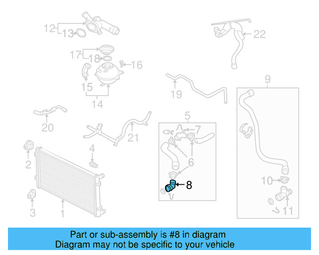 Cooling System Bypass Line Adapter 1J0-122-291 - View 30