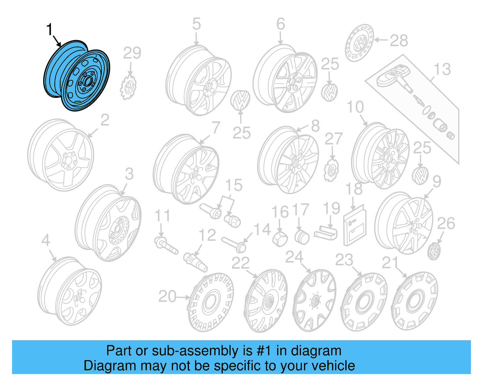 Wheel, Steel 1J0-601-027-AP-03C