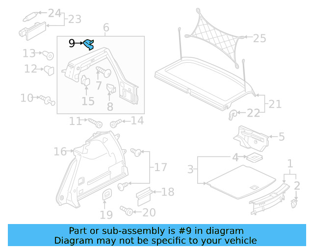 Door Window Switch Bezel Clip 1J0-858-137-B - View 24