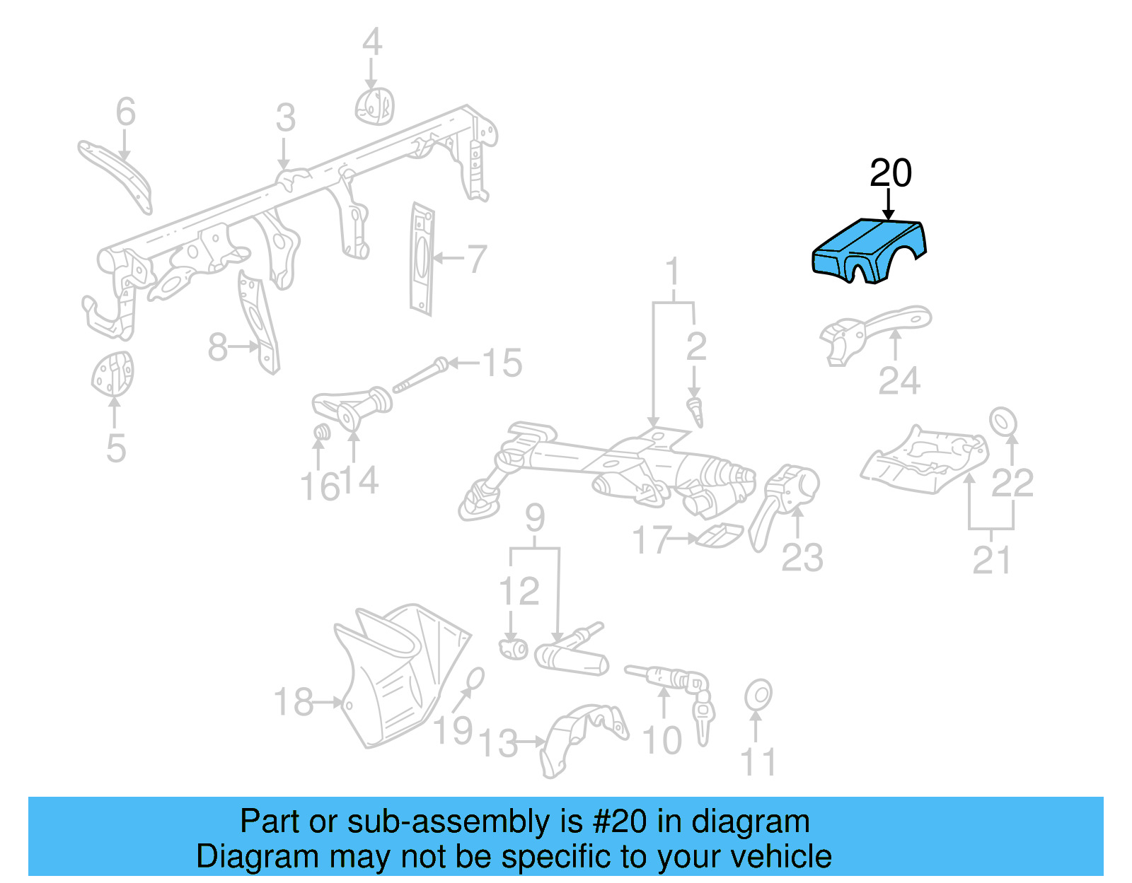 Upper Column Cover 1J0-858-565-F-2AQ - View 5