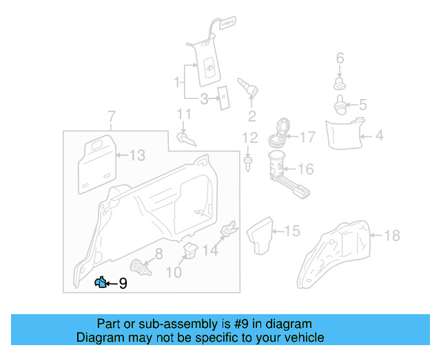Scuff Plate Retainer 1J0-863-265 - View 17
