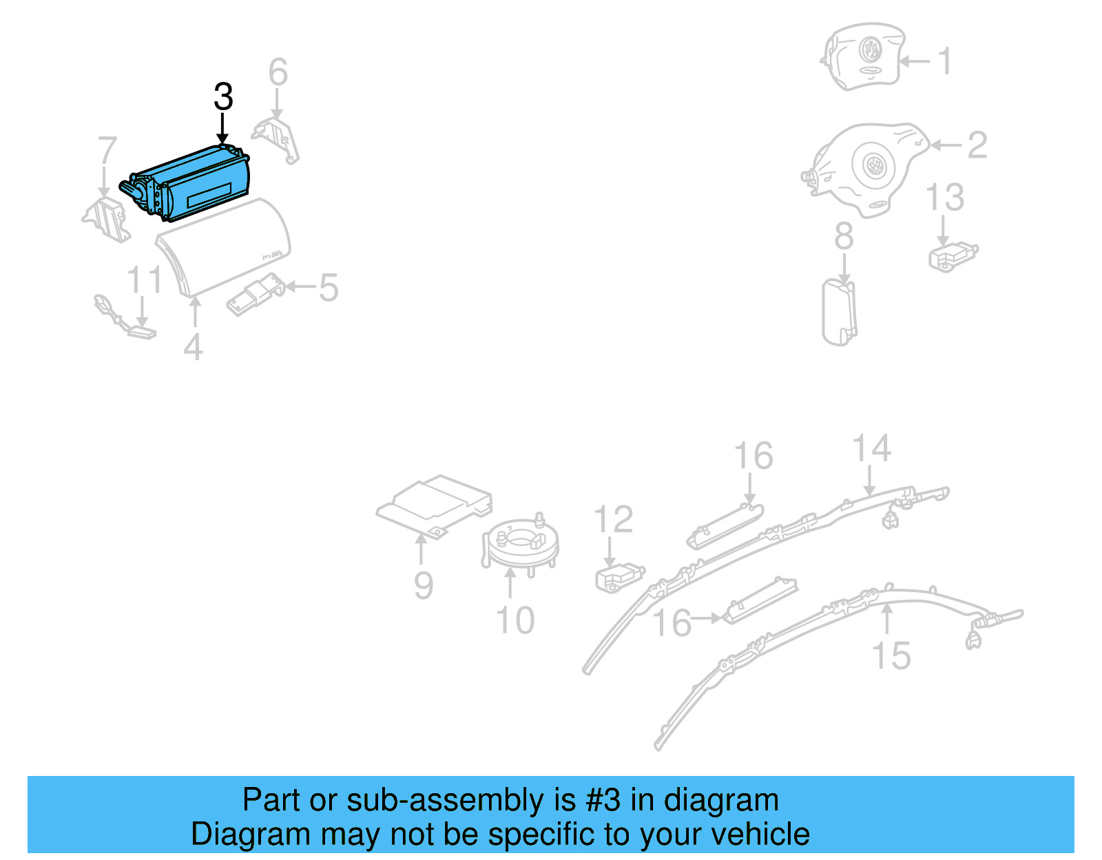 Passenger Air Bag 1J0-880-204-K