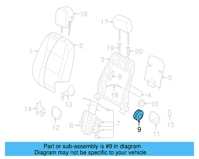 Recline Knob 1J0-881-671-H-3U6 - View 3