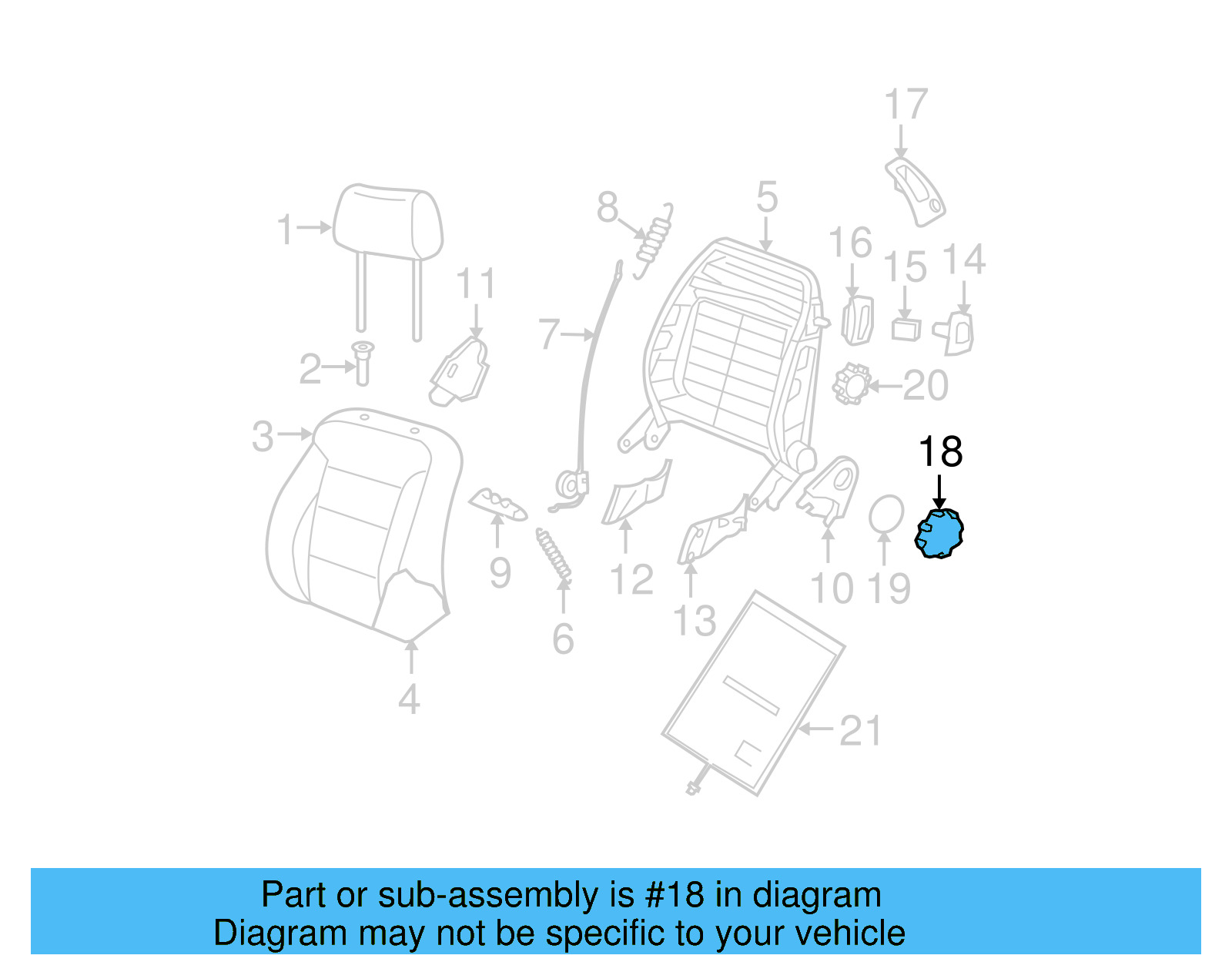 Recline Knob 1J0-881-671-H-3U6 - View 8