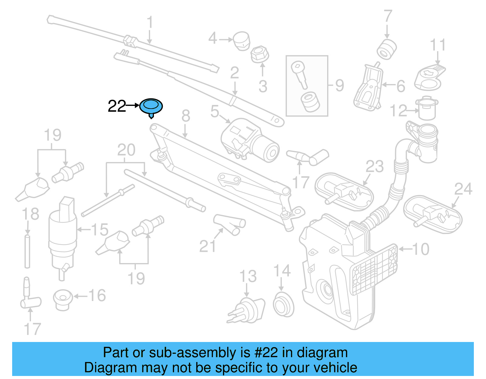 Windshield Washer Hose Grommet 1J0-955-998-C - View 16