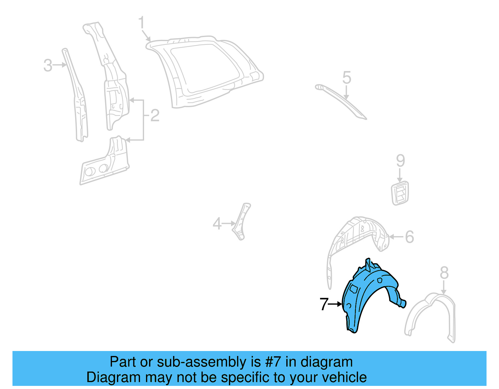 Outer Wheelhouse 1J3-803-423-A - View 7