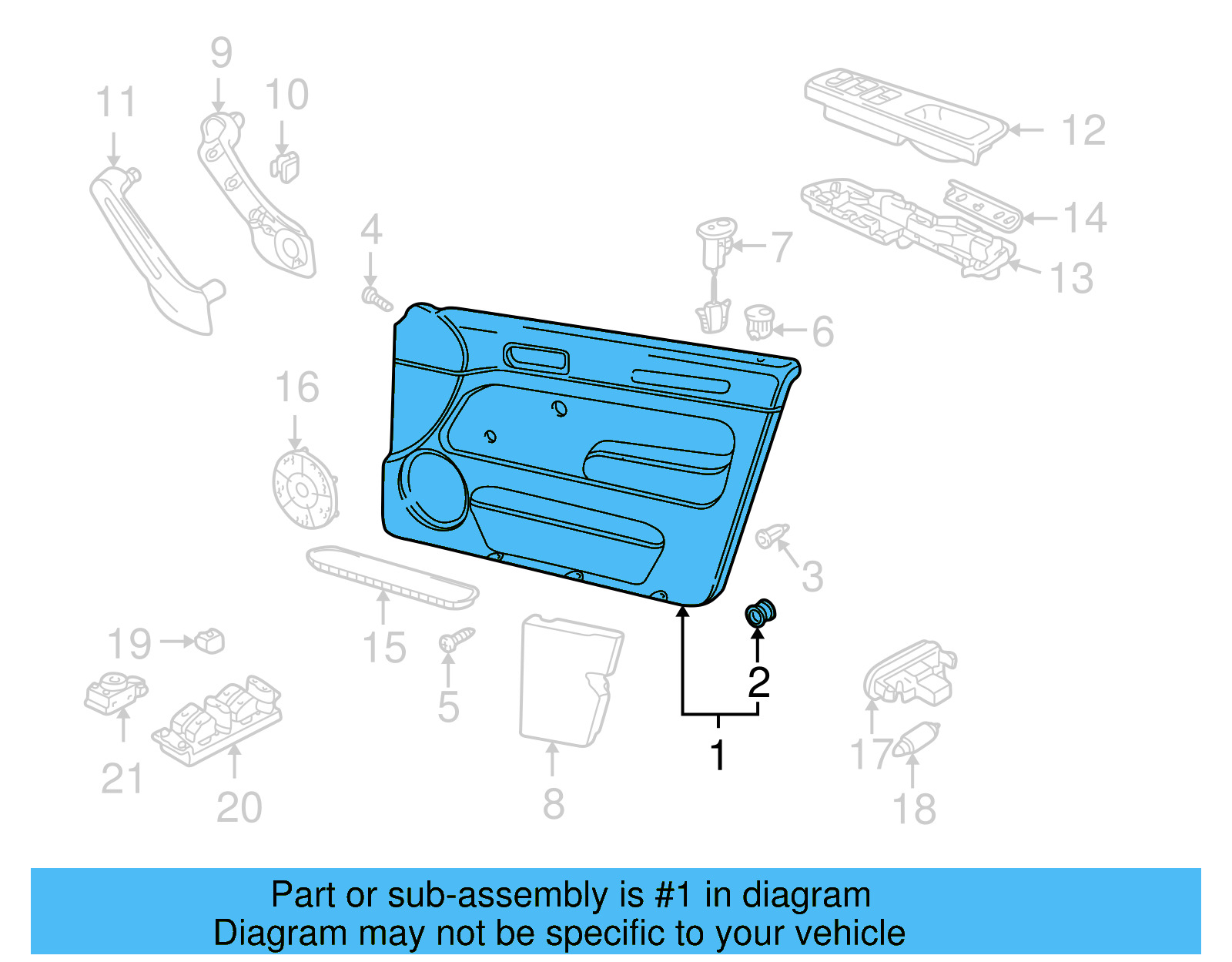 Door Trim Panel 1J4-867-011-EM-PDH - View 4