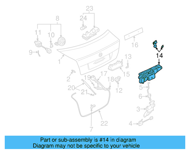 Deck Lid Release Solenoid Bracket 1J5-827-567-A - View 2