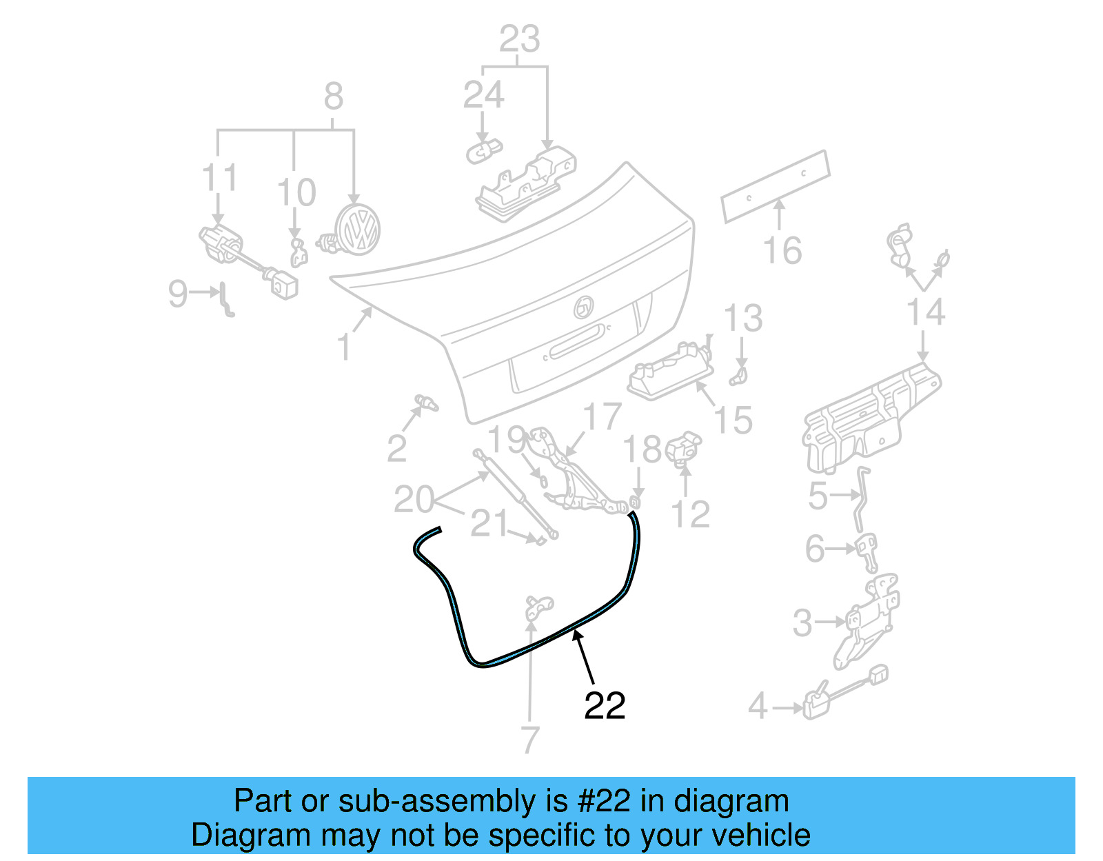Deck Lid Seal 1J5-827-705-J - View 6