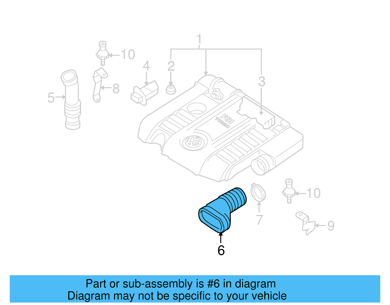 Intake Duct 1K0-129-618-BM - View 9