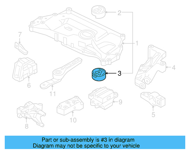 Engine Cradle Lower Insulator 1K0-199-867-Q - View 9