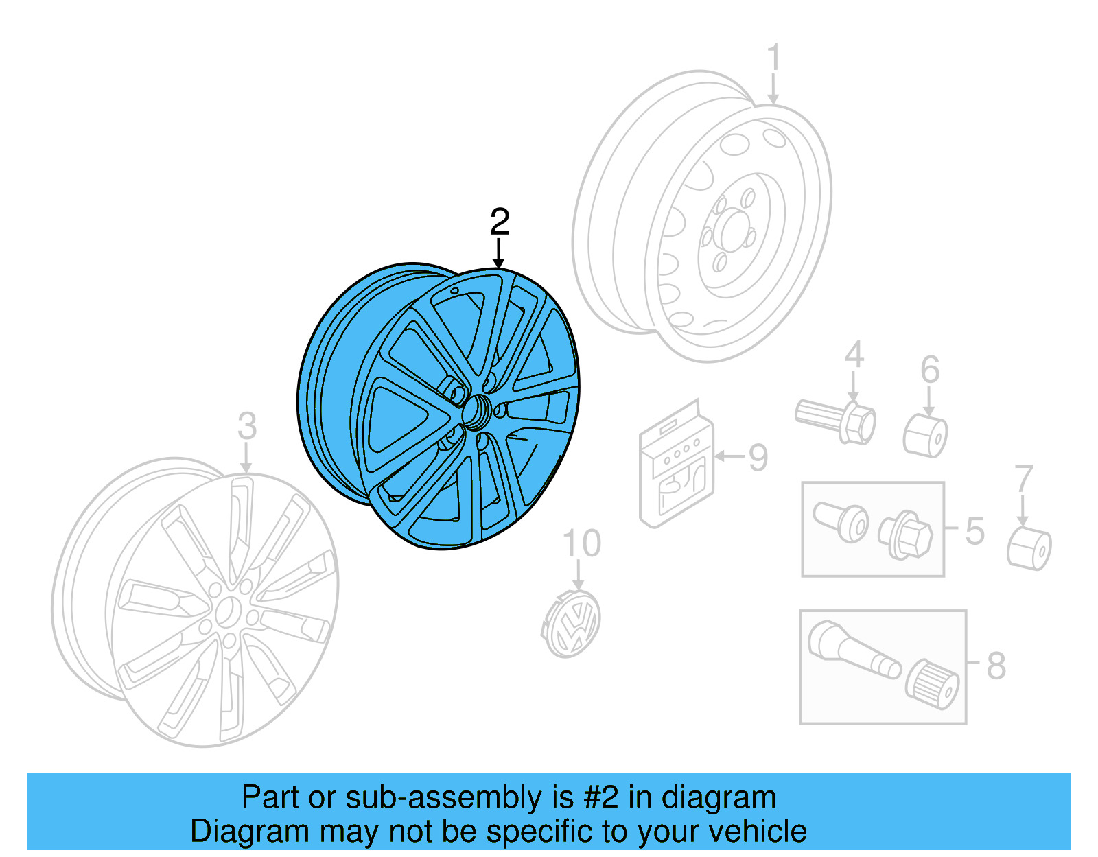 Wheel, Alloy 1K0-601-025-AG-AX1