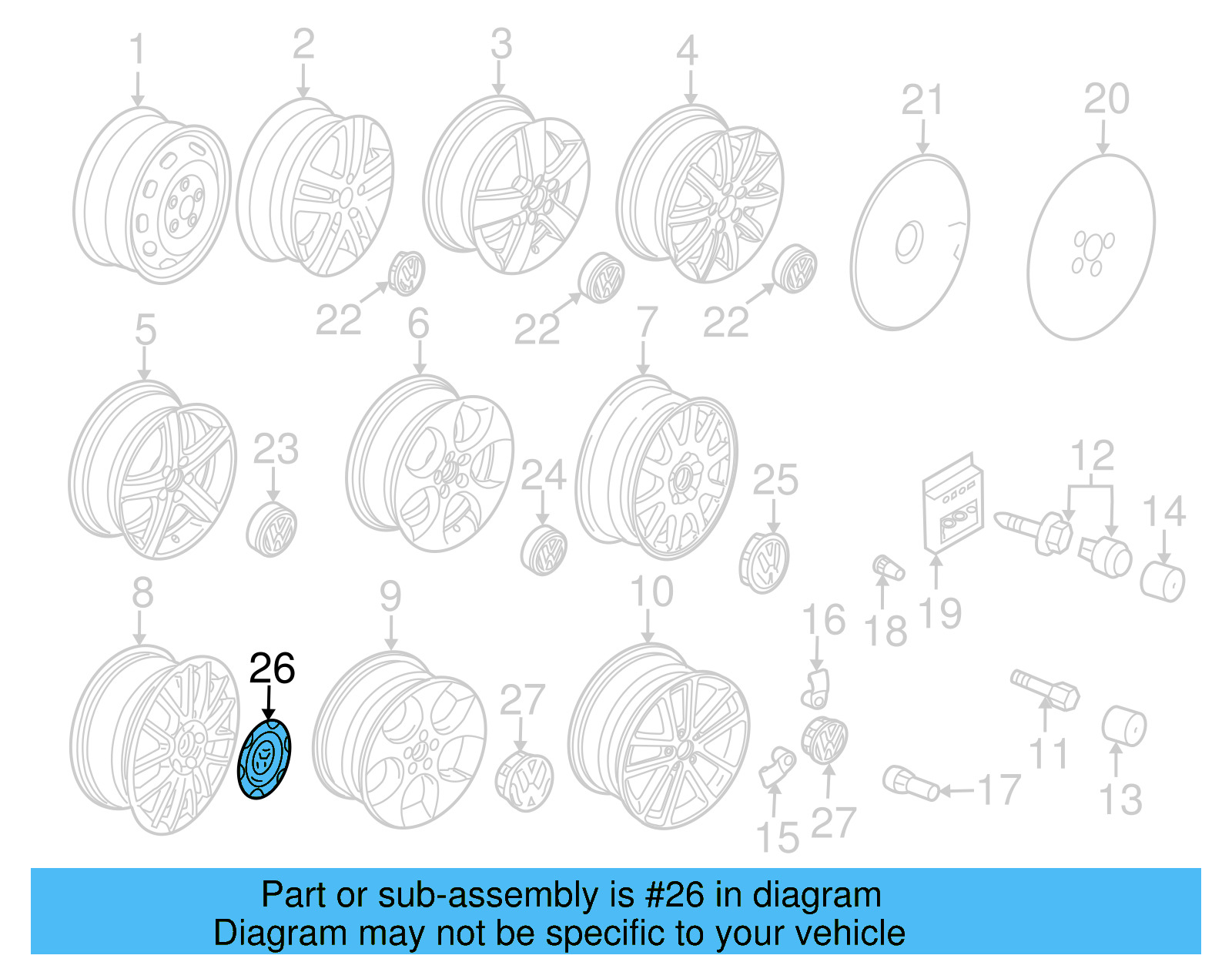 Center Cap 1K0-601-149-J-8Z8 - View 6