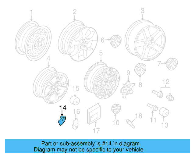 Wheel Bolt Cap 1K0-601-173-A-9B9 - View 17