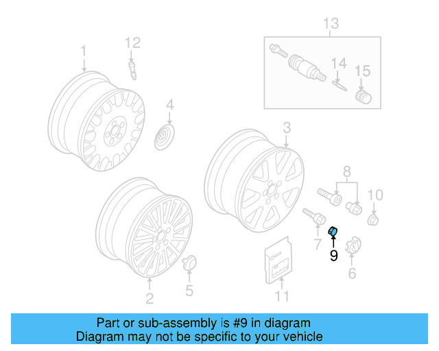 Wheel Bolt Cap 1K0-601-173-A-9B9 - View 18