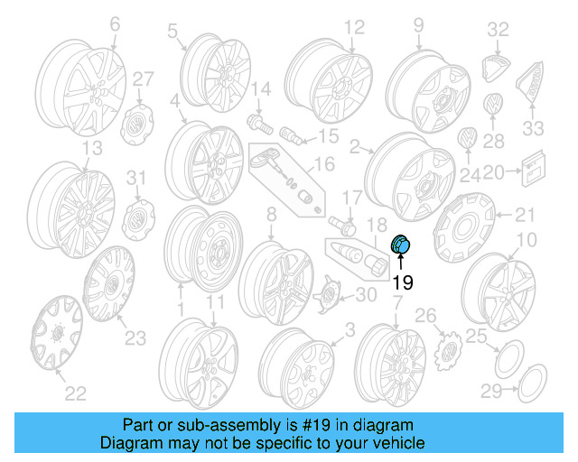Wheel Bolt Cap 1K0-601-173-A-9B9 - View 21
