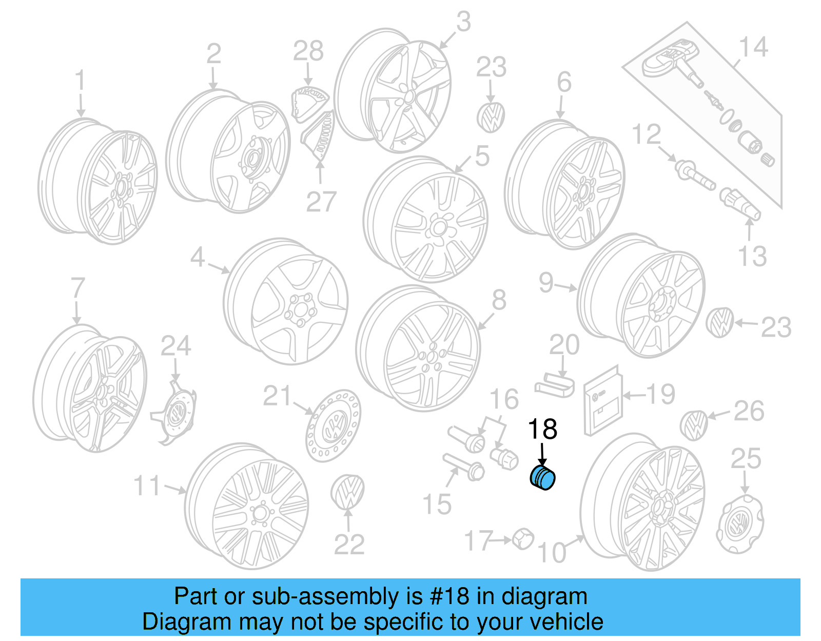 Wheel Bolt Cap 1K0-601-173-A-9B9 - View 58