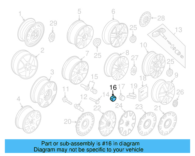 Wheel Bolt Cap 1K0-601-173-A-9B9 - View 22