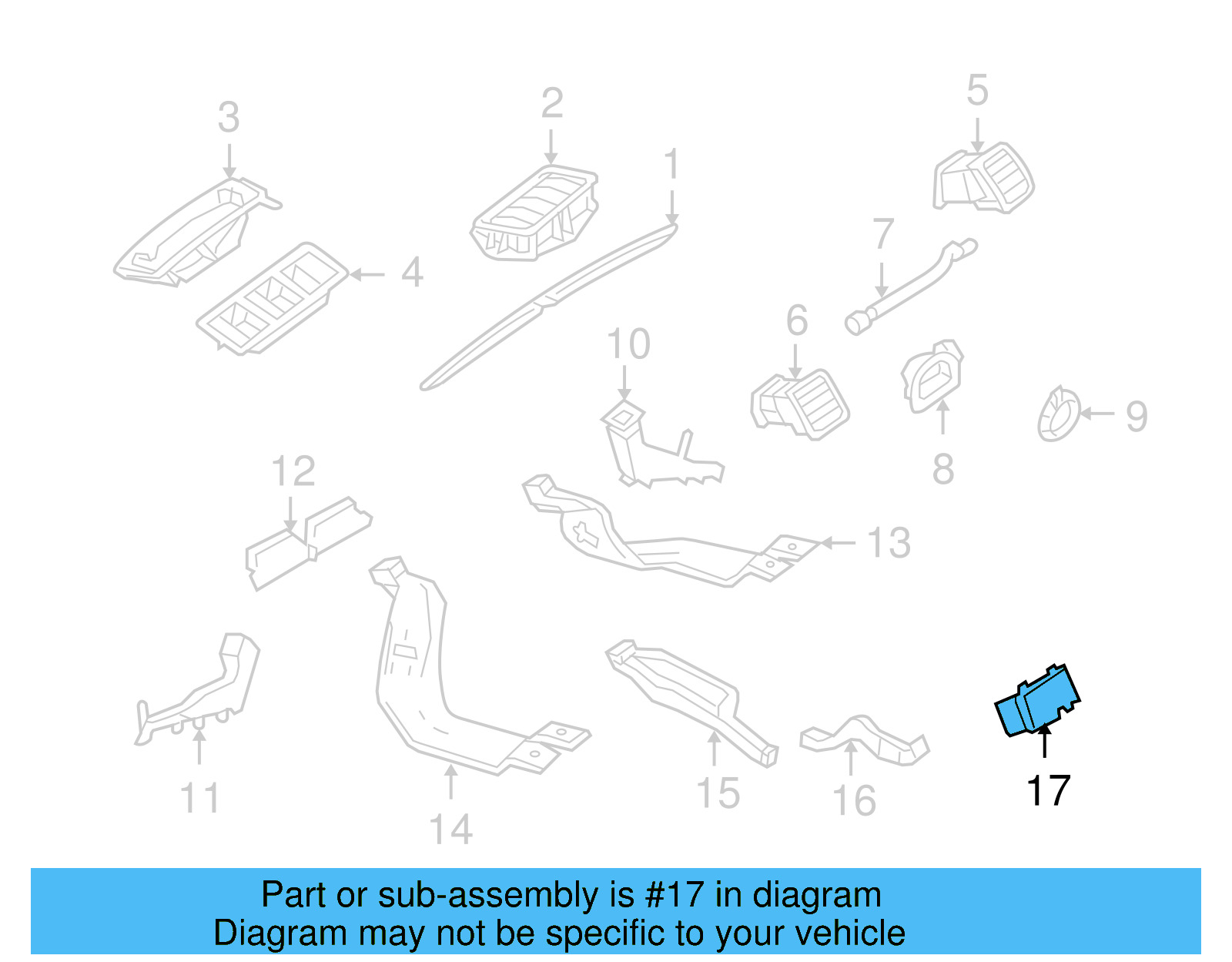 Air Outlet 1K0-819-203-A-9B9 - View 4