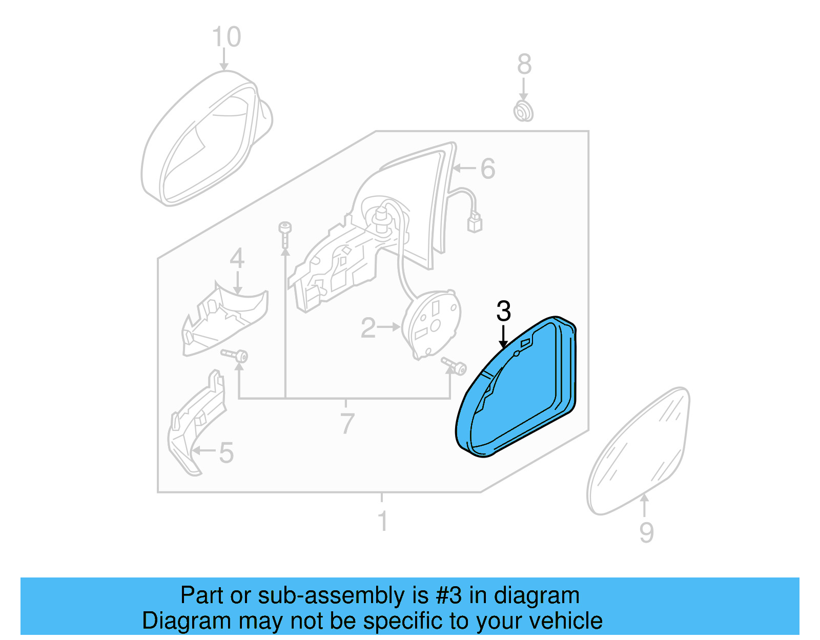 Door Mirror Trim Ring 1K0-857-601-9B9 - View 10