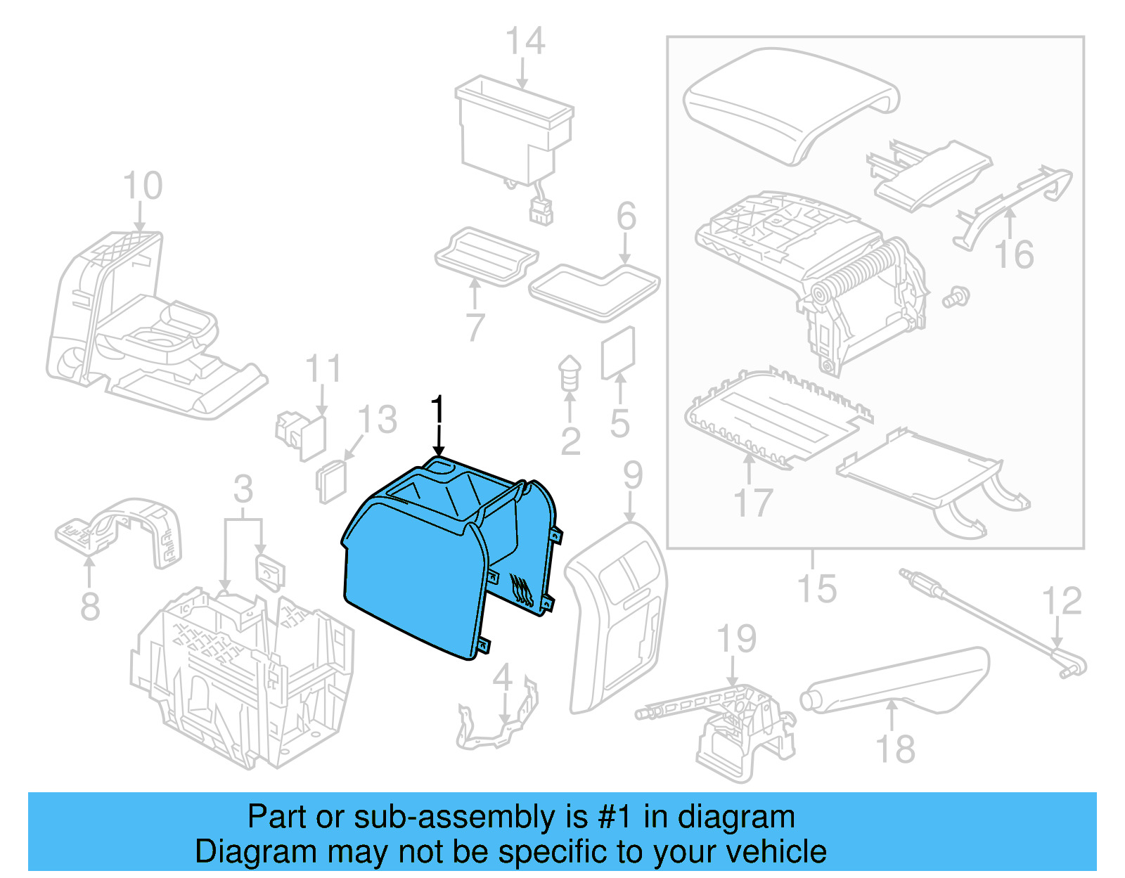 Rear Console 1K0-863-323-R-82V - View 11